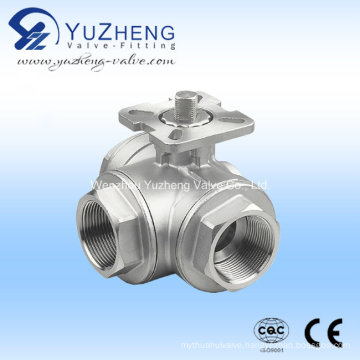 Stainless Steel Three Way Ball Valve with Pad